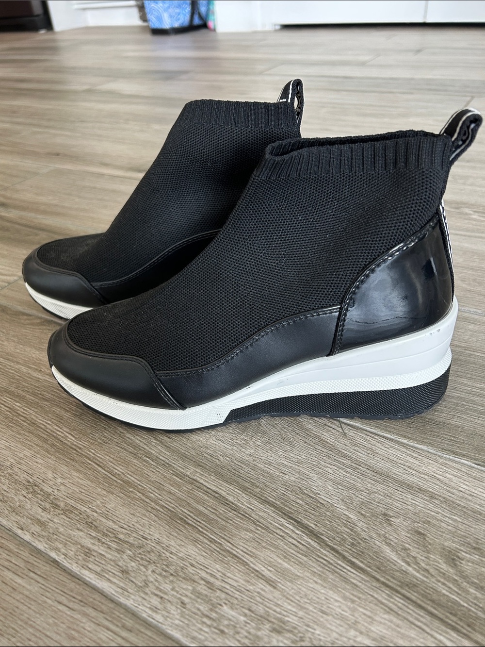 Michaels Black Knit Slip-On Wedge Ankle Booties